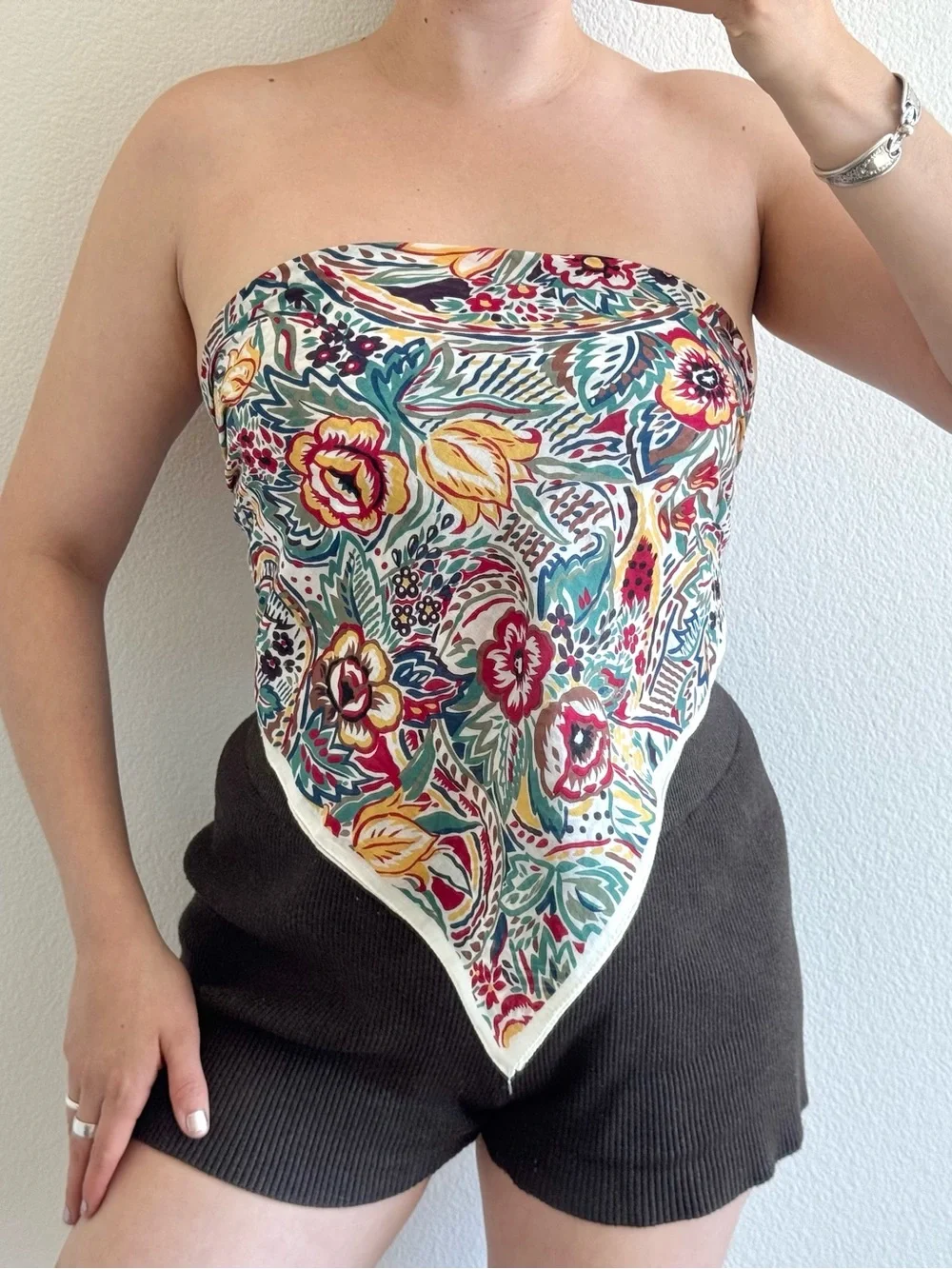 Square Floral Print Scarf